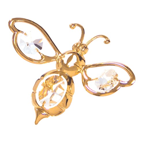24k Gold Plated Bumble Bee Magnet w/Clear Swarovski Element Crystal