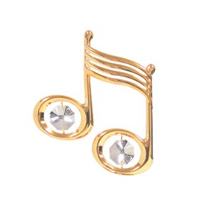 24k Gold Plated Music Note Magnet w/Clear Swarovski Element Crystal