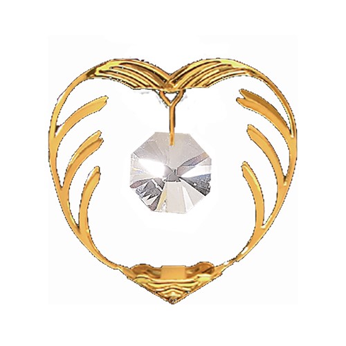 24k Gold Plated Mini Heart Magnet w/Clear Swarovski Element Crystal
