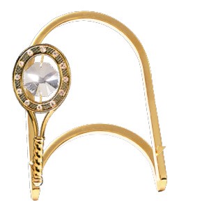 Gold Plated Tennis Racket Magnet with Arch Display w/ Clear Swarovski Element
