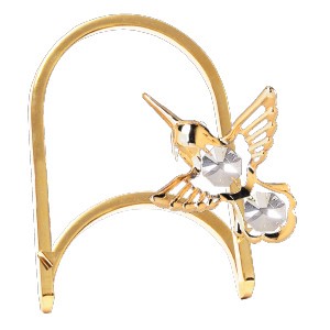 Gold Plated Hummingbird Magnet with Arch Display w/ Clear Swarovski Element