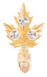 24k Gold Plated Maple Leaf Night Light w/Clear Swarovski Element Crystal