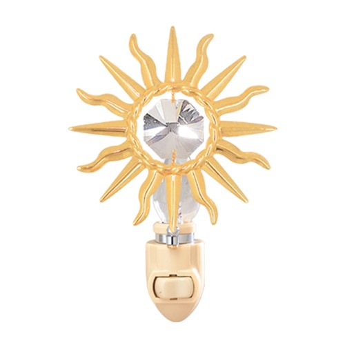 24k Gold Plated Large Sunburst Night Light w/Clear Swarovski Element Crystal