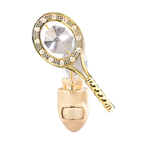 24k Gold Plated Tennis Racket Night Light w/Clear Swarovski Element Crystal