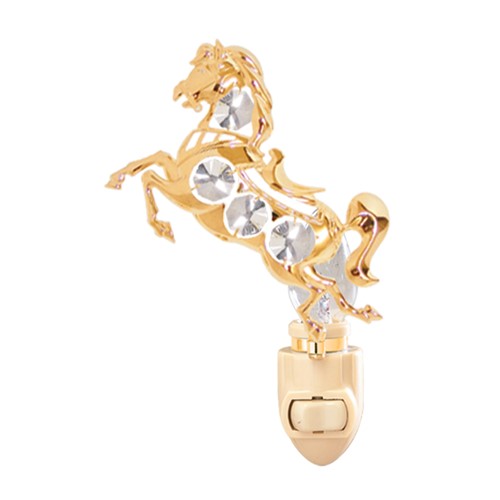 24k Gold Plated Horse Night Light w/Clear Swarovski Element Crystal