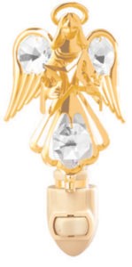 24k Gold Plated Angel w/Star Night Light w/Clear Swarovski Element Crystal