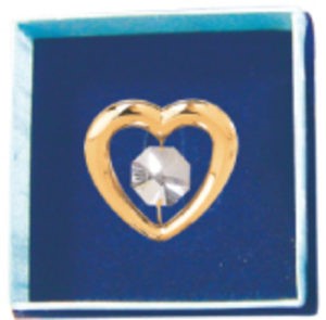 24k Gold Plated Heart Brooches w/Swarovski Element Crystal (Box Included)