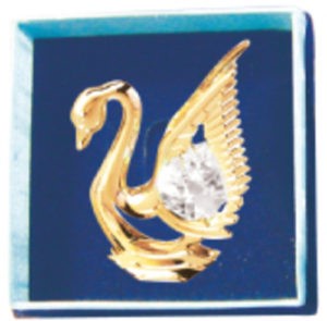 24k Gold Plated Swan Brooches w/Swarovski Element Crystal (Box Included)