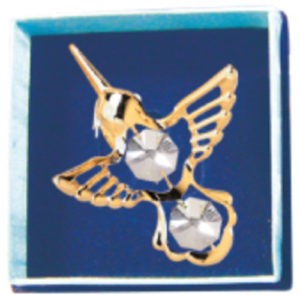 24k Gold Plated Hummingbird Brooches w/Swarovski Element Crystal (Box Included)