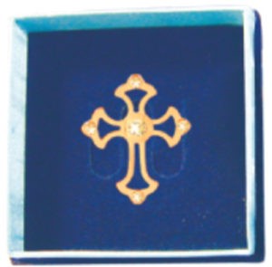 24k Gold Plated Cross Brooches w/Swarovski Element Crystal (Box Included)