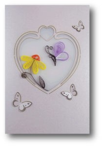 (Set of 3) Butterfly Heart Shape Quilled Paper Cards w/envelopes