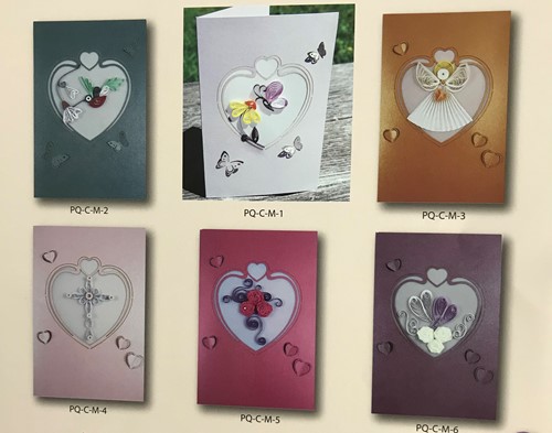 (Set of 6) Premium Quality Assorted Heart Shape Paper Quilling Cards w/envelopes