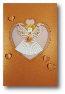 (Set of 3) Angle Heart Shape Quilled Paper Cards w/envelopes
