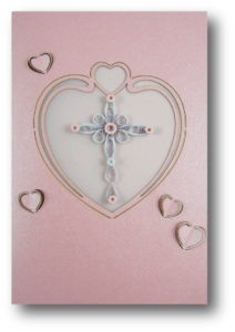 (Set of 3) Cross Heart Shape Quilled Paper Cards w/envelopes
