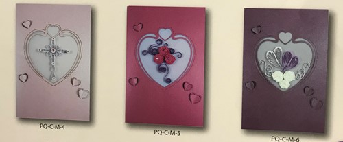 (Set of 3) Premium Quality Assorted Heart Shape Paper Quilling Cards w/envelopes