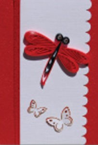 (Set of 4) Dragonfly Quilling Small Paper Cards w/envelopes