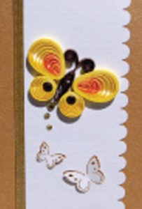 (Set of 4) Yellow Butterfly Quilling Small Paper Cards w/envelopes