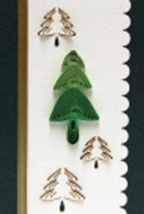 (Set of 4) Christmas Tree Quilling Small Paper Cards w/envelopes