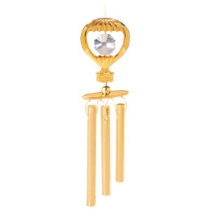 24K Gold Plated Hot Air Balloon Wind Chimes W/Clear Swarovski | Mascot USA