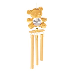 24k Gold Plated Teddy Bear Wind Chimes w/Clear Swarovski Element Crystal