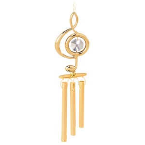 24k Gold Plated Mini Treble Clef Wind Chimes w/Clear Swarovski Element Crystal
