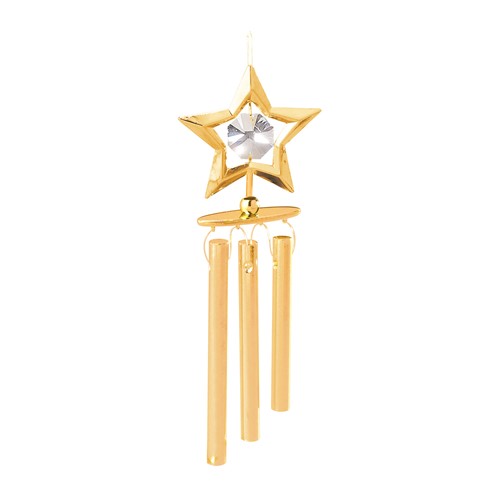 24k Gold Plated Mini Star Wind Chimes w/Clear Swarovski Element Crystal
