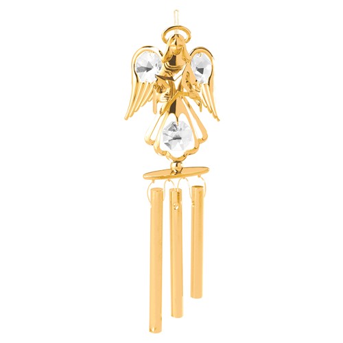 24k Gold Plated Mini Angel with Star Wind Chimes/Clear Swarovski Element Crystal