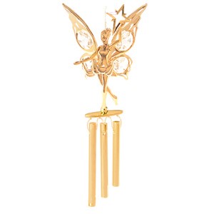 24k Gold Plated Fairy w/Star Wind Chimes w/Clear Swarovski Element Crystal