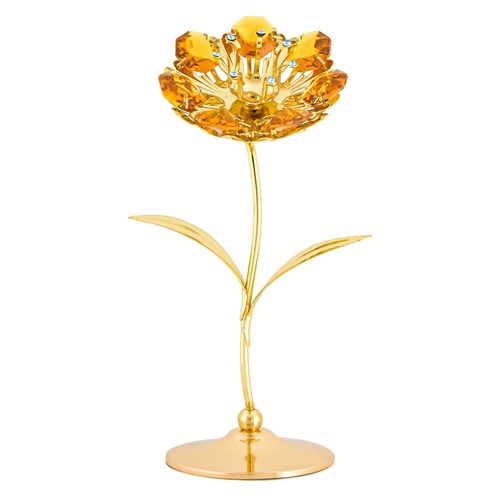 Gold Plated Sunflower Tabletop Free Standing  W/ Swarovski | Mascot USA