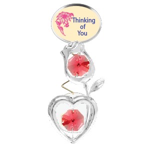 Heart W/Rose Anywhere Decor/Logo "Thinking Of You" W/ Swarovski | Mascot USA