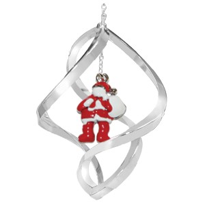 Chrome Plated Santa Claus Spiral Ornament - Red