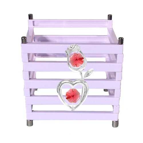 "Open Me" Multi-Purpose Container w/Chrome Plated Rose w/Heart Sun Catcher