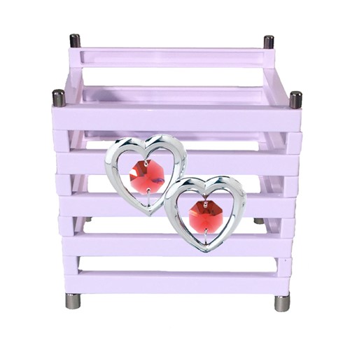 "Open Me" Multi-Purpose Container w/Chrome Plated Twin Hearts Sun Catcher