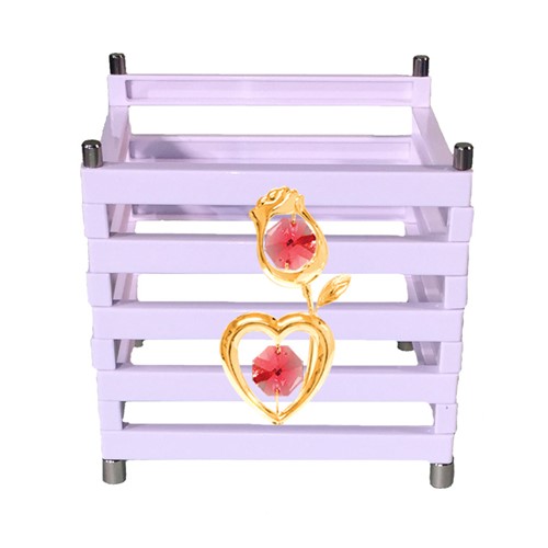 "Open Me" Multi-Purpose Container w/24K Gold Plated Rose w/Heart Sun Catcher