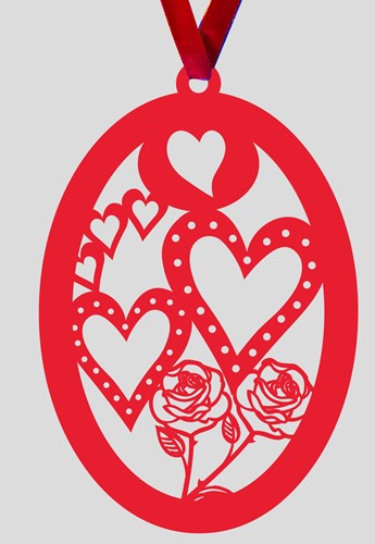 (SET OF 5) TWIN HEARTS ROSE PAPER ORNAMENT/BOOKMARK