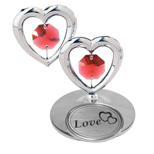 Chrome Twin Hearts On Stand W/Logo"Love"Swarovski | Mascot USA