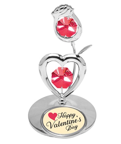Ch Rose/Heart On Stand Happy Valentine'S Day W/ Swarovski | Mascot USA