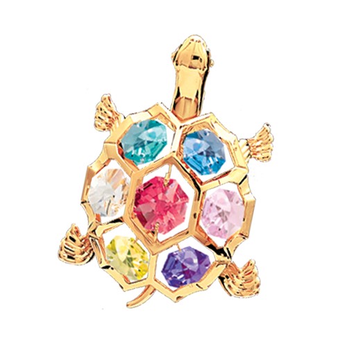 24k Gold Plated Turtle Magnet w/Mixed Swarovski Element Crystal