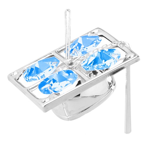 Chrome Plated Graduation Cap Ornament W/Swarovski | Mascot USA