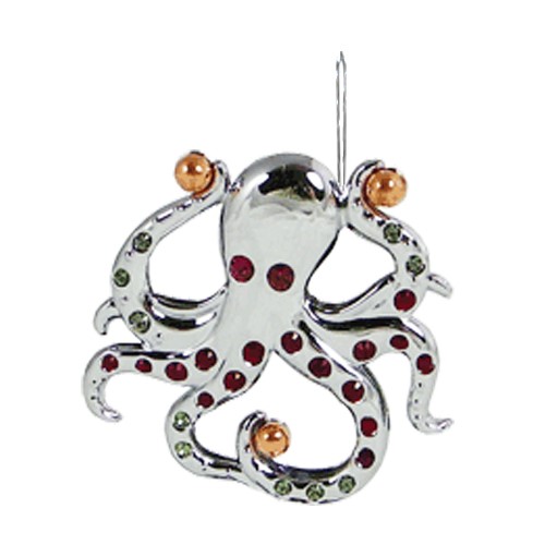 MASCOTUSA Chrome Plated Octopus Ornament Made with Crystals From Swarovski&reg;
