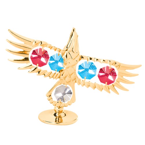 24K Gold Plated Eagle Tabletop Free Standing Made W/ Swarovski | Mascot USA