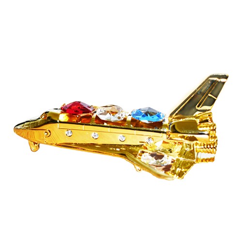 Gold Space Shuttle Free Standing  Made W/ Swarovski | Mascot USA