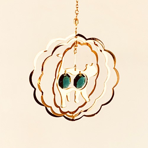 MASCOTUSA Gold Plated Cat in Circle Ornament Made with Crystals From Swarovski