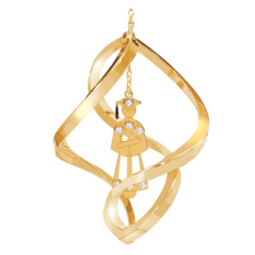 Gold Graduate Spiral Ornament Made With Swarovski | Mascot USA