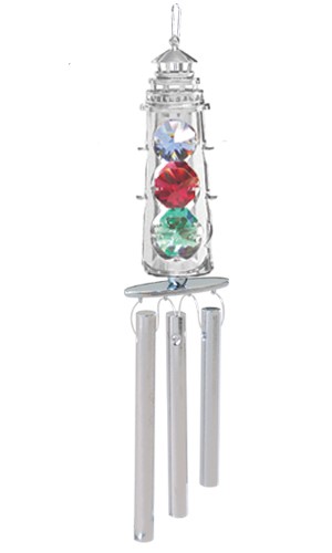 MASCOTUSA Chrome Light House Wind Chimes Made with Crystals from Swarovski