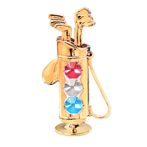24K Gold Golf Bag On Stand Made With Swarovski | Mascot USA