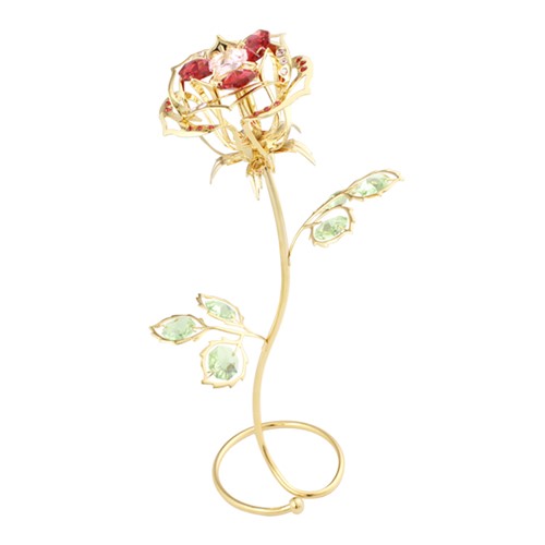 Gold Plated Rose S-shaped Stand Made w/ Swarovski | Mascot USA