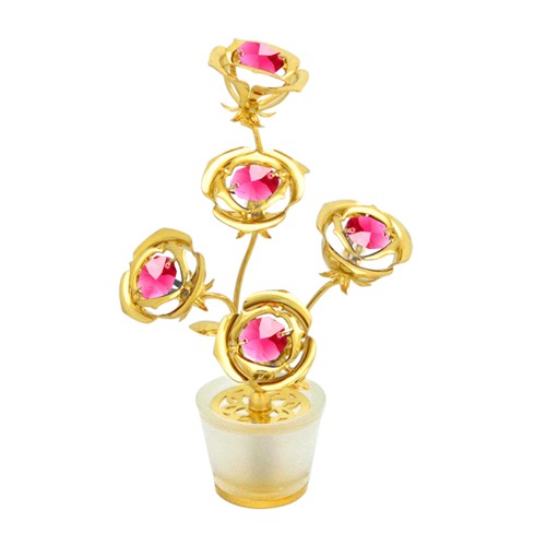Mini Roses Blossom Ornament w/ red Swarovski Crystals | Mascot USA