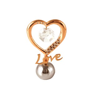 24k Gold Plated Heart & Rose Paper Weight w/ Swarovski Crystal | Mascot USA