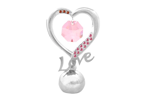 24k Gold Plated Heart & Rose Paper Weight w/ Swarovski | Mascot USA